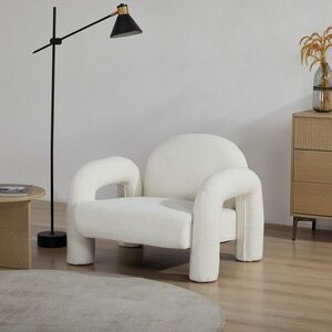 Imagine Fotoliu Sedia, Homla, 95x88x70 cm, MDF/metal/tesatura teddy boucle, ecru