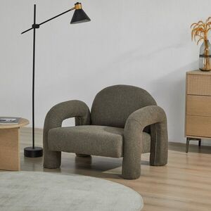 Imagine Fotoliu Sedia, Homla, 95x88x70 cm, MDF/metal/tesatura teddy boucle, maro
