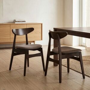 Imagine Set 2 scaune Eroso, Homla, 48x55.5x74.8 cm, lemn/poliester, maro inchis/bej