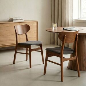 Imagine Set 2 scaune Nergu, Homla, 46x54.2x80 cm, lemn/poliester, maro/gri