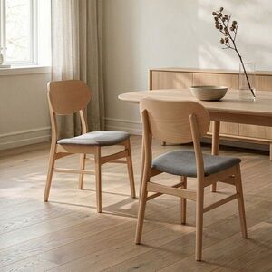Imagine Set 2 scaune Nergu, Homla, 46x54.2x80 cm, lemn/poliester, natur/gri
