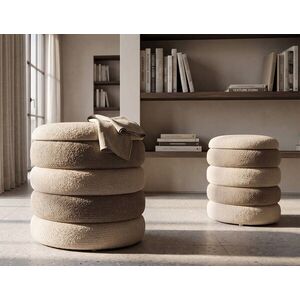 Imagine Set 2 taburete cu spatiu de depozitare, Mauro Ferretti, Nordic Style, 44x47 cm, poliester/MDF, bej/crem