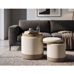 Imagine Set 2 taburete cu spatiu de depozitare, Mauro Ferretti, Nordic Style, 40x47 cm, poliester/MDF, maro