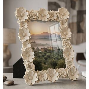 Imagine Rama foto, Mauro Ferretti, Embossed Flowers, 15x20 cm, polirasina, crem