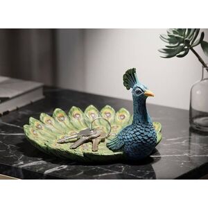 Imagine Tava decorativa, Mauro Ferretti, Eclectic Peacock-Shaped, 8x16x10 cm, polirasina, multicolor