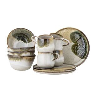 Imagine Set mic dejun 12 piese, Bloomingville, Jules, ceramica, verde