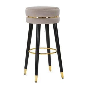 Imagine Scaun de bar Paris, Mauro Ferretti, Ø35x74 cm, lemn de pin/catifea, gri/auriu