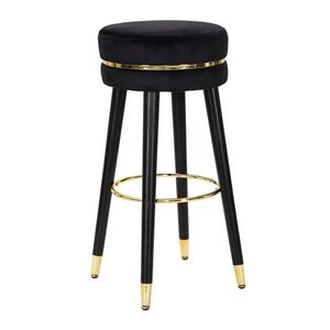 Imagine Scaun de bar Paris, Mauro Ferretti, Ø35x74 cm, catifea, negru/auriu