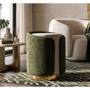 Imagine Taburet, Mauro Ferretti, Glam Style Two-Tone, 40x50 cm, poliester/lemn de pin, verde