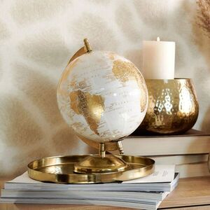 Imagine Glob pamantesc decorativ Globe, Homla, 18x15x25 cm, metal/plastic, auriu/alb