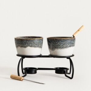 Imagine Set fondue 4 piese Lambi, Homla, 19x13 cm, ceramica/metal, multicolor