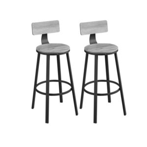 Imagine Set 2 scaune de bar, Vasagle, Industrial, 54x99 cm, PAL/otel, gri