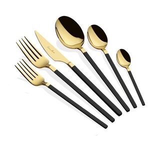 Imagine Set de tacâmuri (36 de piese), L'essentiel Maison, 645DRM1233, Lingură de masă: 21, 3 cm (6 bucăți), Aur/Negru