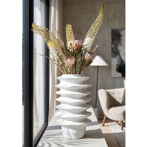 Imagine Vaza decorativa, Mauro Ferretti, Wavy Band Pattern, 29x47 cm, polirasina, alb
