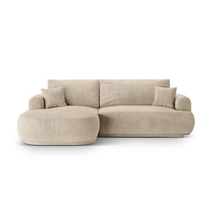 Imagine Coltar extensibil stanga 5 locuri, modular, cu lada depozitare, Ella, Micadoni Home, 271x174x94 cm, catifea, bej deschis