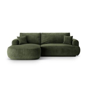 Imagine Coltar extensibil stanga 5 locuri, modular, cu lada depozitare, Ella, Micadoni Home, 271x174x94 cm, catifea, verde