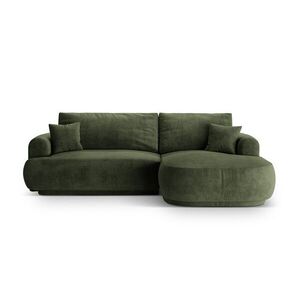 Imagine Coltar extensibil dreapta 5 locuri, modular, cu lada depozitare, Ella, Micadoni Home, 271x174x94 cm, catifea, verde