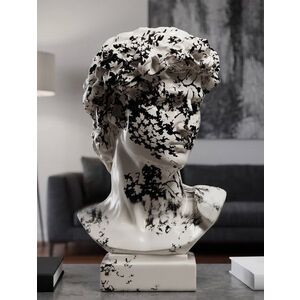 Imagine Statueta / figurina decorativa, Mauro Ferretti, Head-Shaped, 18x16x30 cm, polirasina, alb/negru