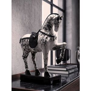 Imagine Statueta / figurina decorativa, Mauro Ferretti, Horse-Shaped, 31x10.5x34 cm, polirasina, alb/negru