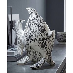 Imagine Statueta / figurina decorativa, Mauro Ferretti, Fish-Shaped, 37x19x34 cm, polirasina, alb/negru