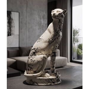 Imagine Statueta / figurina decorativa, Mauro Ferretti, Leopard, 25x20x42 cm, polirasina, alb/negru