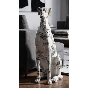 Imagine Statueta / figurina decorativa, Mauro Ferretti, Dog Shaped, 42.5x25.5x78 cm, polirasina, alb/negru