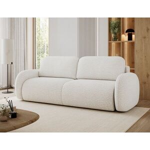 Imagine Canapea extensibila 3 locuri ELTAP, Avuela, 250x105x94 cm, lemn/tesatura boucle, alb