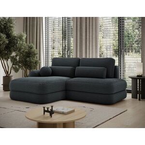 Imagine Coltar extensibil stanga 3 locuri ELTAP, Ripeli, 217x175x96 cm, lemn/catifea din poliester, verde inchis