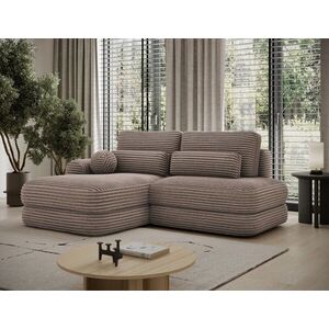 Imagine Coltar extensibil stanga 3 locuri ELTAP, Ripeli, 217x175x96 cm, lemn/catifea din poliester, maro deschis