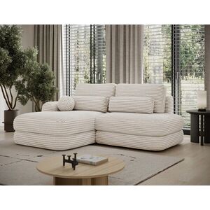 Imagine Coltar extensibil stanga 3 locuri ELTAP, Ripeli, 217x175x96 cm, lemn/catifea din poliester, alb