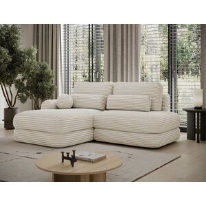 Imagine Coltar extensibil stanga 3 locuri ELTAP, Ripeli, 217x175x96 cm, lemn/catifea din poliester, bej deschis