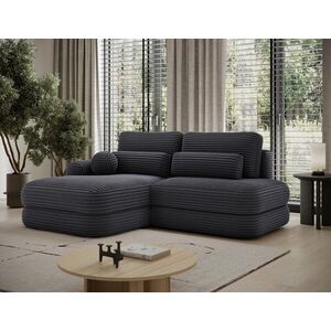 Imagine Coltar extensibil stanga 3 locuri ELTAP, Ripeli, 217x175x96 cm, lemn/catifea din poliester, negru