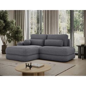 Imagine Coltar extensibil stanga 3 locuri ELTAP, Ripeli, 217x175x96 cm, lemn/catifea din poliester, gri inchis