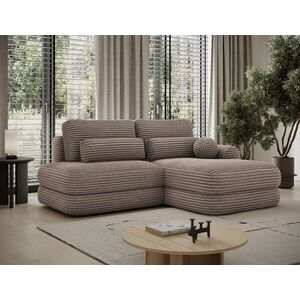 Imagine Coltar extensibil dreapta 3 locuri ELTAP, Ripeli, 217x175x96 cm, lemn/catifea din poliester, maro deschis