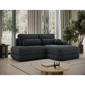 Imagine Coltar extensibil dreapta 3 locuri ELTAP, Ripeli, 217x175x96 cm, lemn/catifea din poliester, verde inchis