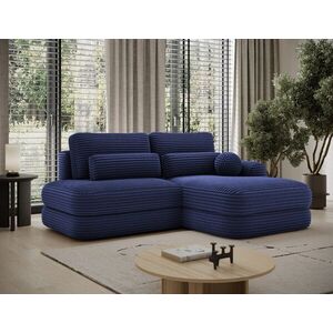 Imagine Coltar extensibil dreapta 3 locuri ELTAP, Ripeli, 217x175x96 cm, lemn/catifea din poliester, albastru inchis
