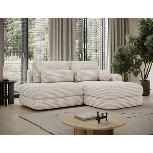 Imagine Coltar extensibil dreapta 3 locuri ELTAP, Ripeli, 217x175x96 cm, lemn/catifea din poliester, alb