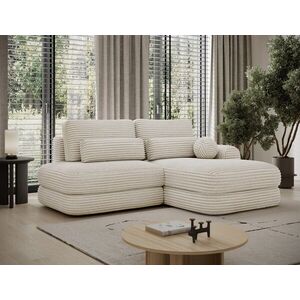Imagine Coltar extensibil dreapta 3 locuri ELTAP, Ripeli, 217x175x96 cm, lemn/catifea din poliester, bej deschis