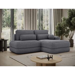 Imagine Coltar extensibil dreapta 3 locuri ELTAP, Ripeli, 217x175x96 cm, lemn/catifea din poliester, gri inchis
