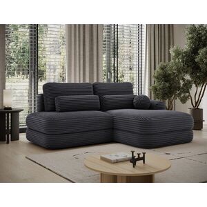 Imagine Coltar extensibil dreapta 3 locuri ELTAP, Ripeli, 217x175x96 cm, lemn/catifea din poliester, negru