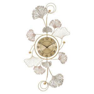 Imagine Decoratiune pentru perete cu ceas, Mauro Ferretti, Leavy, 52.5 x 3.5 x 102 cm, fier, multicolor