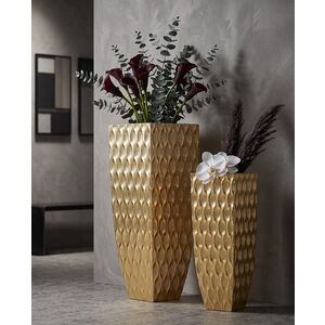 Imagine Set 2 vaze decorative, Mauro Ferretti, Petals, 40x40x100 cm, fier, auriu