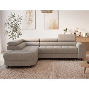 Imagine Coltar extensibil stanga 5 locuri ELTAP, LT-18ROY, Vesteria, 279x215x91 cm, lemn/tesatura boucle, bej inchis