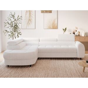 Imagine Coltar extensibil stanga 5 locuri ELTAP, LT-01ROY, Vesteria, 279x215x91 cm, lemn/tesatura boucle, alb