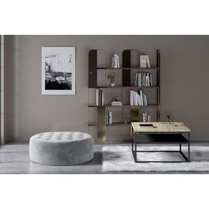 Imagine Taburet ELTAP, Monty, 70x28 cm, lemn/poliester, gri deschis