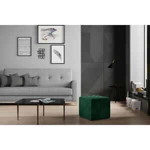 Imagine Taburet ELTAP, Nolla, 40x40x41 cm, lemn/poliester, verde inchis