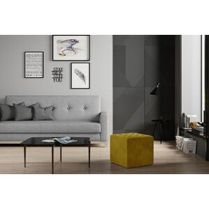 Imagine Taburet ELTAP, Nolla, 40x40x41 cm, lemn/poliester, mustar