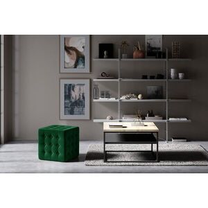 Imagine Taburet ELTAP, Sofia, 45x45x40 cm, lemn/poliester, verde inchis