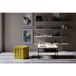 Imagine Taburet ELTAP, Sofia, 45x45x40 cm, lemn/poliester, mustar