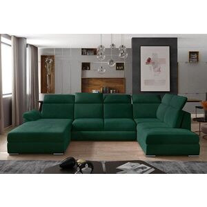 Imagine Coltar extensibil stanga 5 locuri ELTAP, Evl-19, Evanell, 336x211x102 cm, lemn/poliester, verde inchis